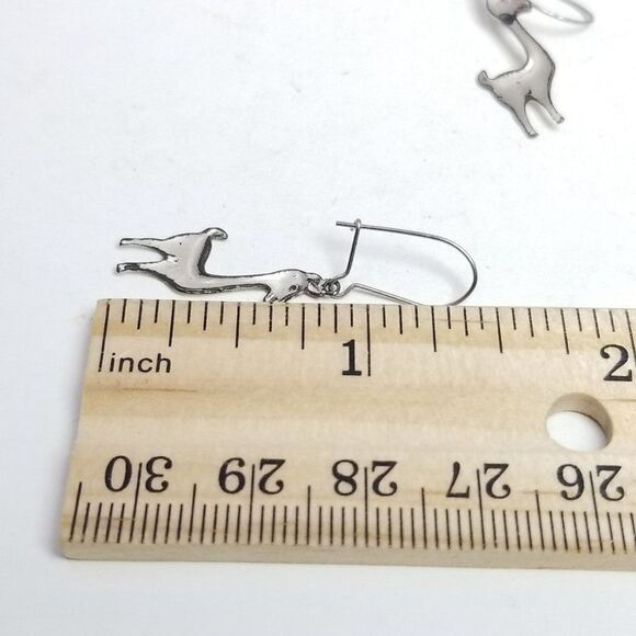 Vintage Little Llama Alpaca Shape Dangle Charm Earrings, Silver Tone, Estate - Picture 4 of 5